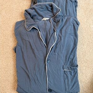 Eberjey Blue Pajama Set with White Trim